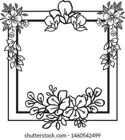 Abstract element floral frame black and white. Vector