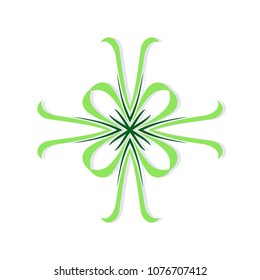 Abstract element in the form of a stylized four-petalled flower. A template for creating a plant type logotype. Eco style icon. Round dynamic simple element.