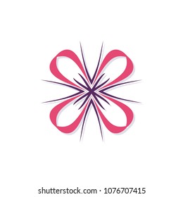 Abstract element in the form of a stylized four-petalled flower. A template for creating a plant type logotype. Eco style icon. Round dynamic simple element.