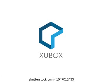 Abstract up element. geometric hexagonal object logo template. cube box shape icon symbol design for corporate business, apps, data technology. Vector illustration.