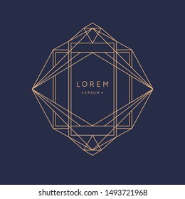 Abstract element with gold lines. Vector illustration in flat minimalistic style