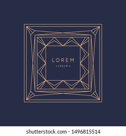 Abstract element with gold lines. Vector illustration in flat minimalistic style