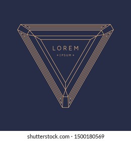 Abstract element with gold lines. Vector illustration in flat minimalistic style