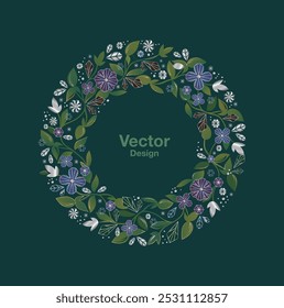 abstract element green flower floral leaf botanic drawing illustration art beauty circle fresh element design invitation deco beautiful plentiful massing voluminous vitality dynamic wedding