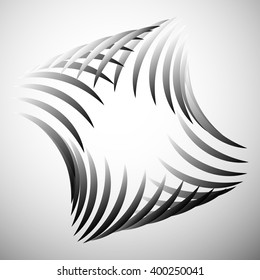 Abstract element with intersecting curved lines. Grayscale geometric abstract shape.
