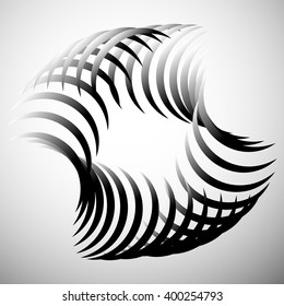 Abstract element with intersecting curved lines. Grayscale geometric abstract shape.