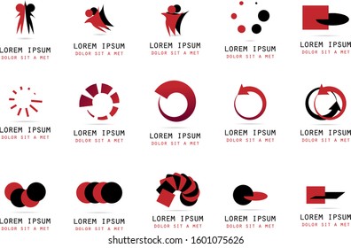 Abstract Element Logo Set. Circle Vector Isolated On White.Abstract Element Logo For Company And Business Symbol,Tech Icon And Element Design