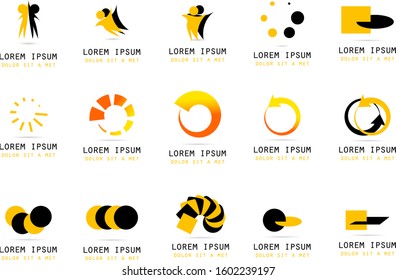 Abstract Element Logo Set. Circle Vector Isolated On White.Abstract Element Logo For Company And Business Symbol,Tech Icon And Element Design.Creative Icons For Corporate Logo.Abstract Circle Template