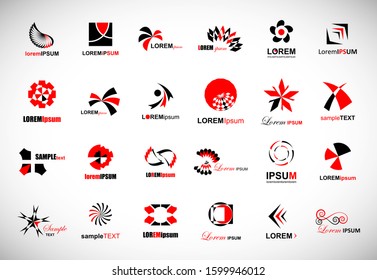 Abstract Element Logo Set. Vector Isolated On Gray. Abstract Element Logo For Company And Business Symbol, Tech Icon And Element Design. Creative Icons For Corporate Logo. Abstract Modern Template