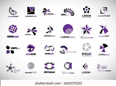 Abstract Element Logo Set. Vector Isolated On Gray. Abstract Element Logo For Company And Business Symbol, Tech Icon And Element Design.