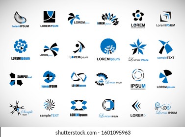 Abstract Element Logo Set. Vector Isolated On Gray. Abstract Element Logo For Company And Business Symbol, Tech Icon And Element Design. 