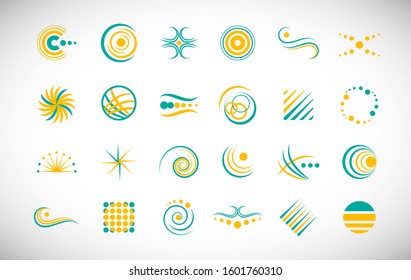 Abstract Element Logo Set. Vector Isolated On Gray. 