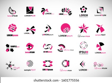 Abstract Element Logo Set. Vector Isolated On Gray. Abstract Element Logos For Company And Business Symbol, Tech Icon And Element Design. Creative Icons For Corporate Logo. Abstract Modern Template