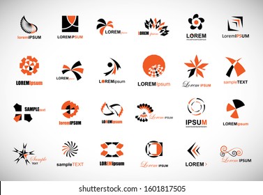 Abstract Element Logo Set. Vector Isolated On Gray. Abstract Element Logo For Company And Business Symbol, Tech Icon And Element Design. Creative Icons For Corporate Logo. Abstract Modern Template