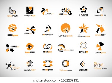 Abstract Element Logo Set. Vector Isolated On Gray. Abstract Element Logo For Company And Business Symbol, Tech Icon And Element Design. Creative Icons For Corporate Logo. Abstract Modern Template