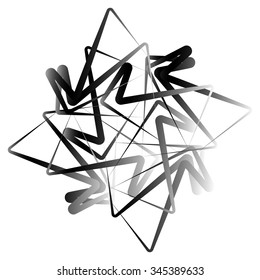 Abstract element made of rotating shapes. Vector art.