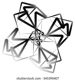 Abstract element made of rotating shapes. Vector art.