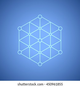 Abstract element on a blue background,hexagon,connection icon