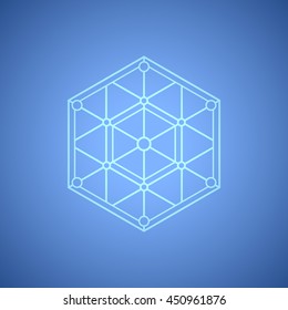 Abstract element on a blue background,hexagon,connection icon