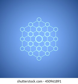 Abstract element on a blue background,hexagon,connection icon