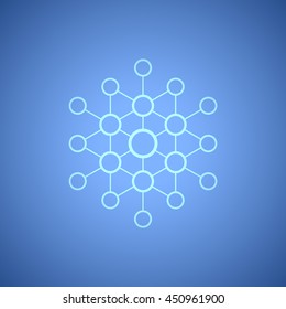 Abstract element on a blue background,hexagon,connection icon
