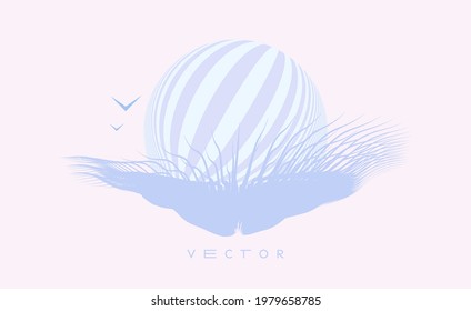 Abstract element for print or design. 3D geometric striped rounded shape. Sphere. Futuristic concept. Vector composition for invitation, cover, poster, flyer or banner.