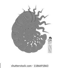 Abstract element for print or design. Black and white 3d art. Vector illustration. 