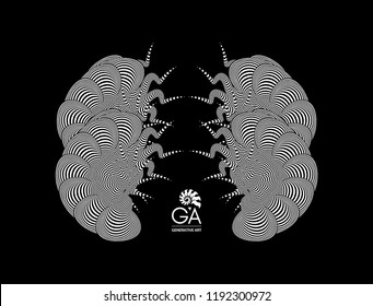Abstract element for print or design. Black and white 3d art. Vector illustration. 
