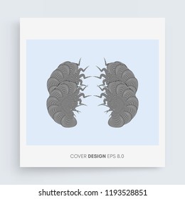 Abstract element for print or design. Black and white 3d art. Vector illustration. 
