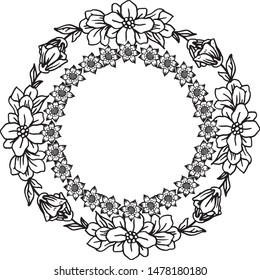Abstract element, round leaf flower frame, for decoration of various card. Vector
