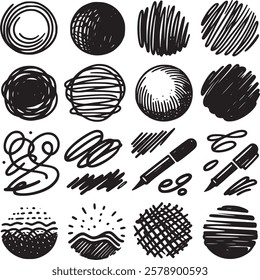 Abstract element shape set. Drawing silhouette abstract sticker art element
