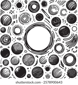 Abstract element shape set. Drawing silhouette abstract sticker art element