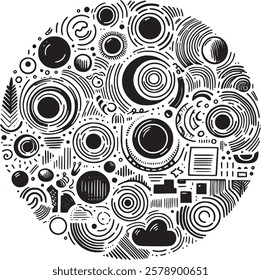 Abstract element shape set. Drawing silhouette abstract sticker art element