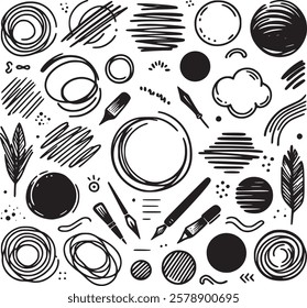 Abstract element shape set. Drawing silhouette abstract sticker art element