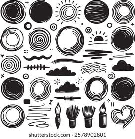 Abstract element shape set. Drawing silhouette abstract sticker art element