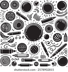 Abstract element shape set. Drawing silhouette abstract sticker art element