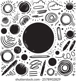 Abstract element shape set. Drawing silhouette abstract sticker art element