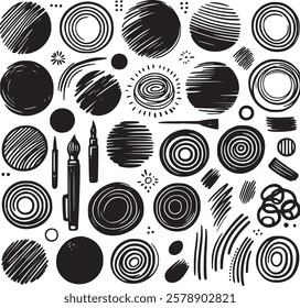 Abstract element shape set. Hand drawn minimal abstract silhouette abstract art element