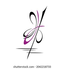 abstract element with straight lines and curls. graphic decor, logo