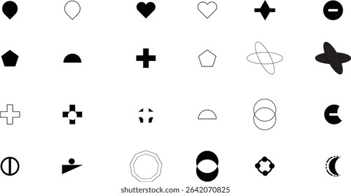 Abstract element Trendy minimalist basic figures, simple star, plants, lines and circles, modern swiss graphic design, Set of Abstract Modern Graphic Elements
