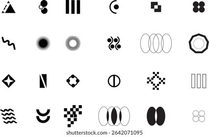 Abstract element Trendy minimalist basic figures, simple star, plants, lines and circles, modern swiss graphic design, Set of Abstract Modern Graphic Elements