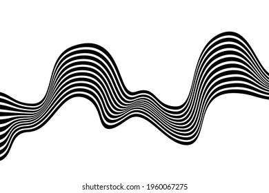 Abstract element with wavy, curved lines. Vector illustration of stripes with optical illusion.