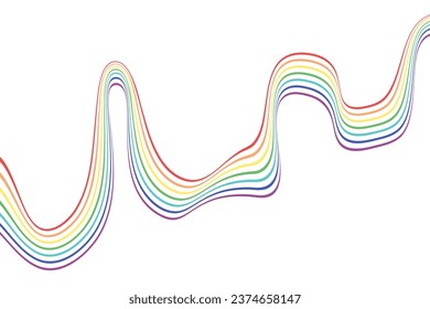 Abstract element, wavy, curved rainbow. Vector illustration of stripes with optical illusion, isolated on white background.
