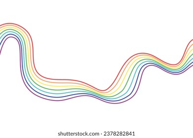 Elemento abstracto, arco iris ondulado y curvo. Ilustración vectorial de rayas con ilusión óptica, aislada sobre fondo blanco.