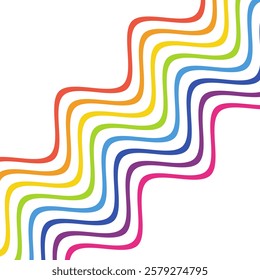 Abstract element with wavy, curved rainbow. Vector illustration of stripes with optical illusion