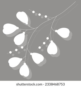 Abstract element. White silhouette of a branch with a shadow on a gray background. aesthetic outline. Shadow. Vector illustration
Great design for social networks, postcards, print.