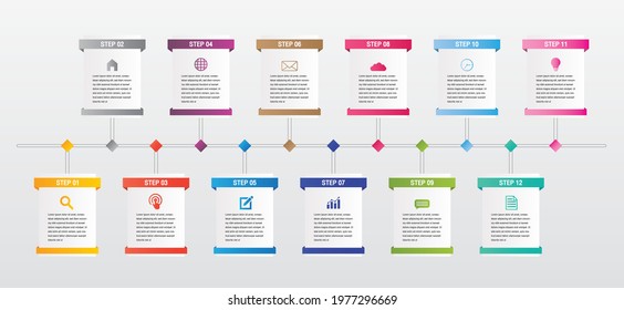 Abstract Elements 6 Steps Options. Infographic Business Timeline Process Chart Template. Vector Modern Banner,text Box Used For Presentation And Workflow Layout Diagram.