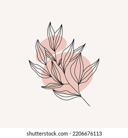 Abstract elements in boho style.Line art floral.