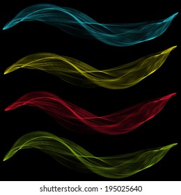 Abstract elements of colored waves on black background for your goals in design. vector illustration