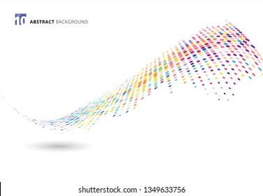 Abstract elements colorful halftone texture dots pattern wave or distort isolated on white background. vector illustration